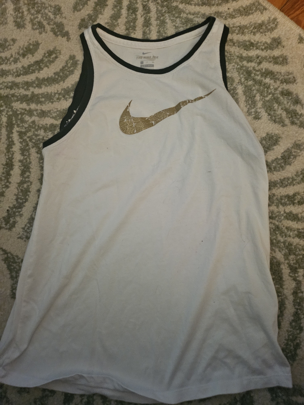 Nike White Tank Top with Gold Swoosh